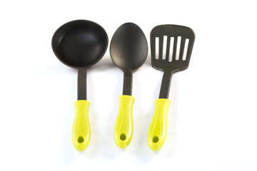 kitchen utensils on white ,selective focus