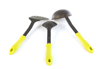 kitchen utensils on white ,selective focus