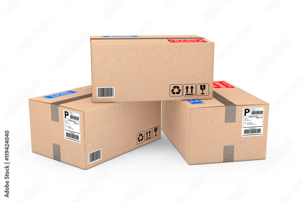 Poster cardboard parcel package. 3d rendering
