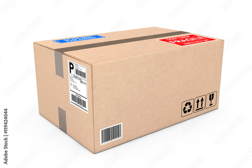 Poster cardboard parcel package. 3d rendering