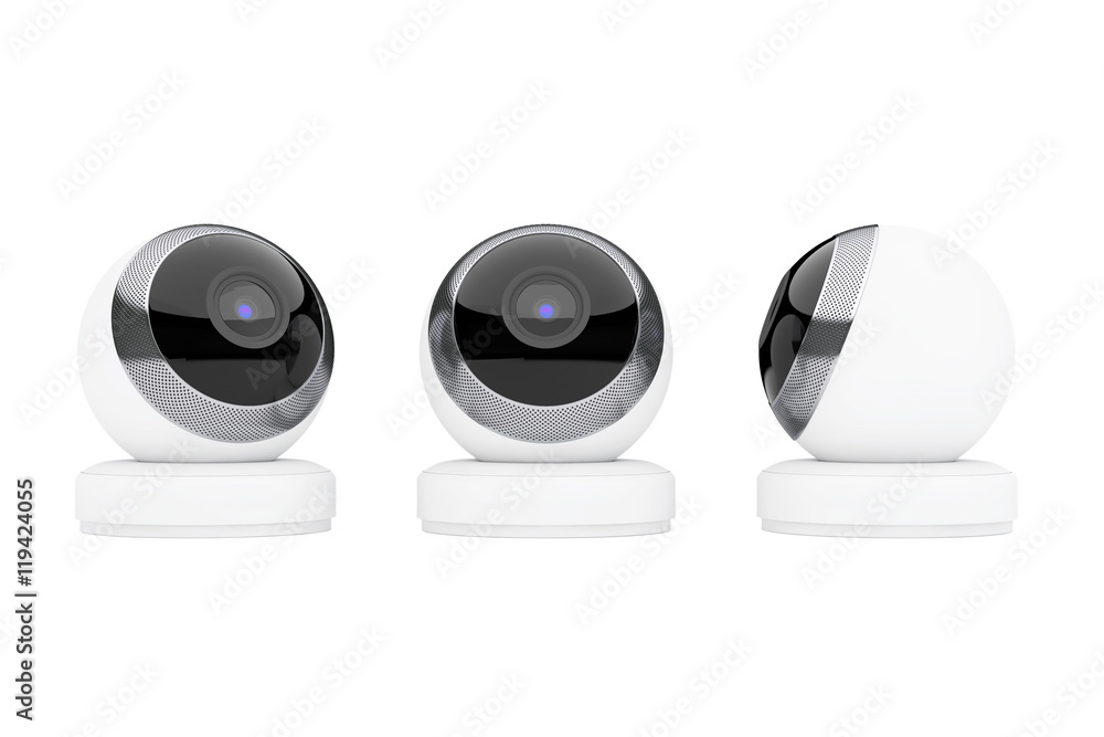 Fototapete white computer spherical web camera. 3d rendering