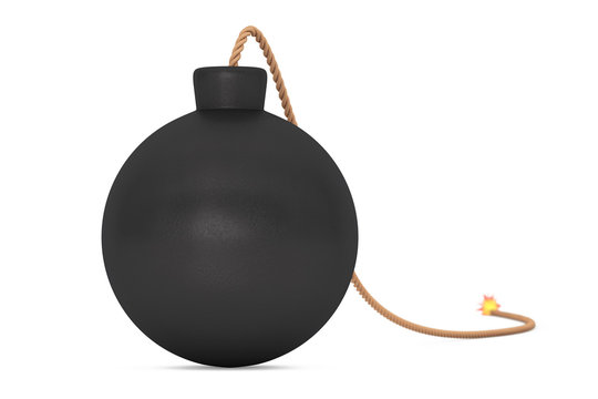 Black Bomb with Wick. 3d Rendering