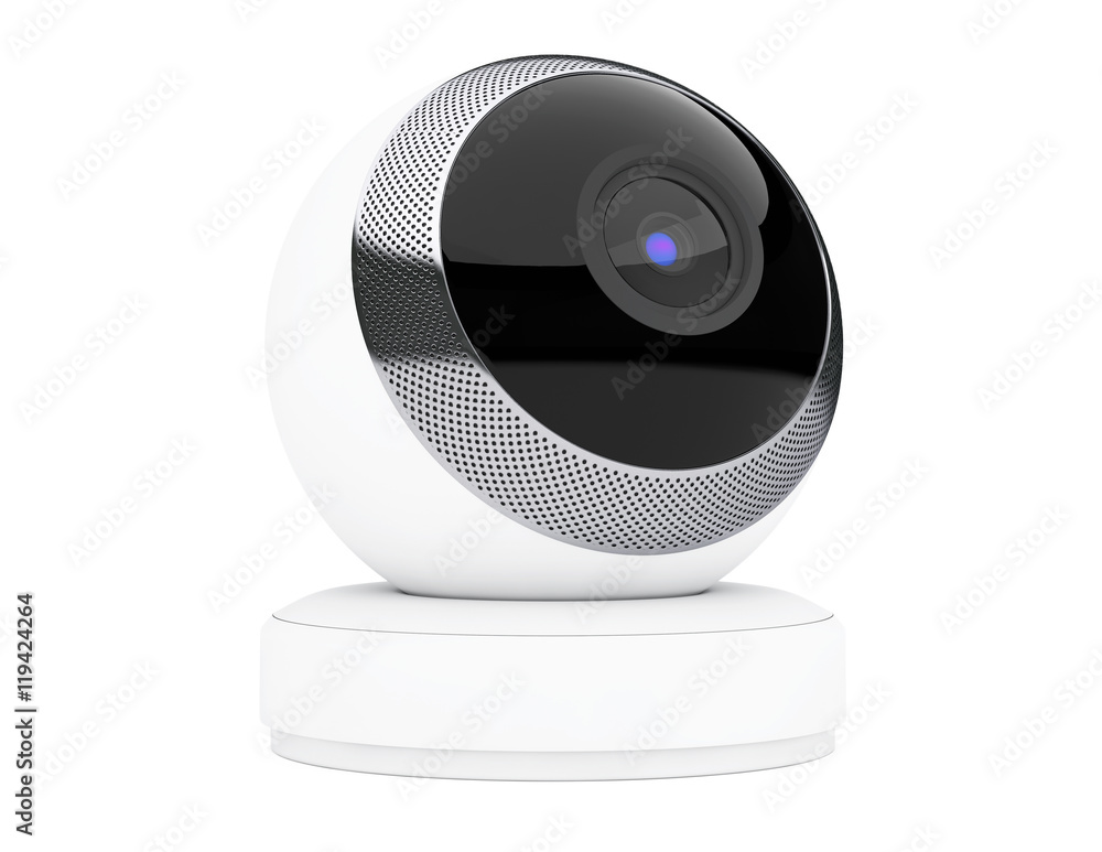 Aufkleber White Computer Spherical Web Camera. 3d Rendering
