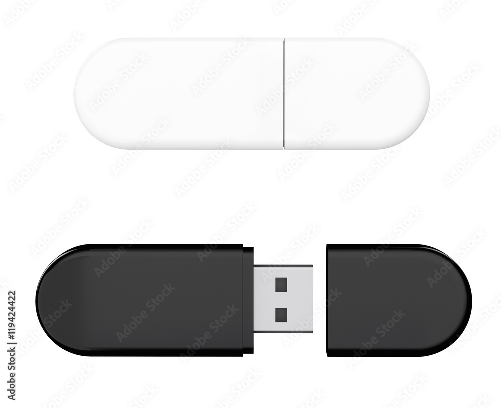 Poster usb flash memory drives. 3d rendering