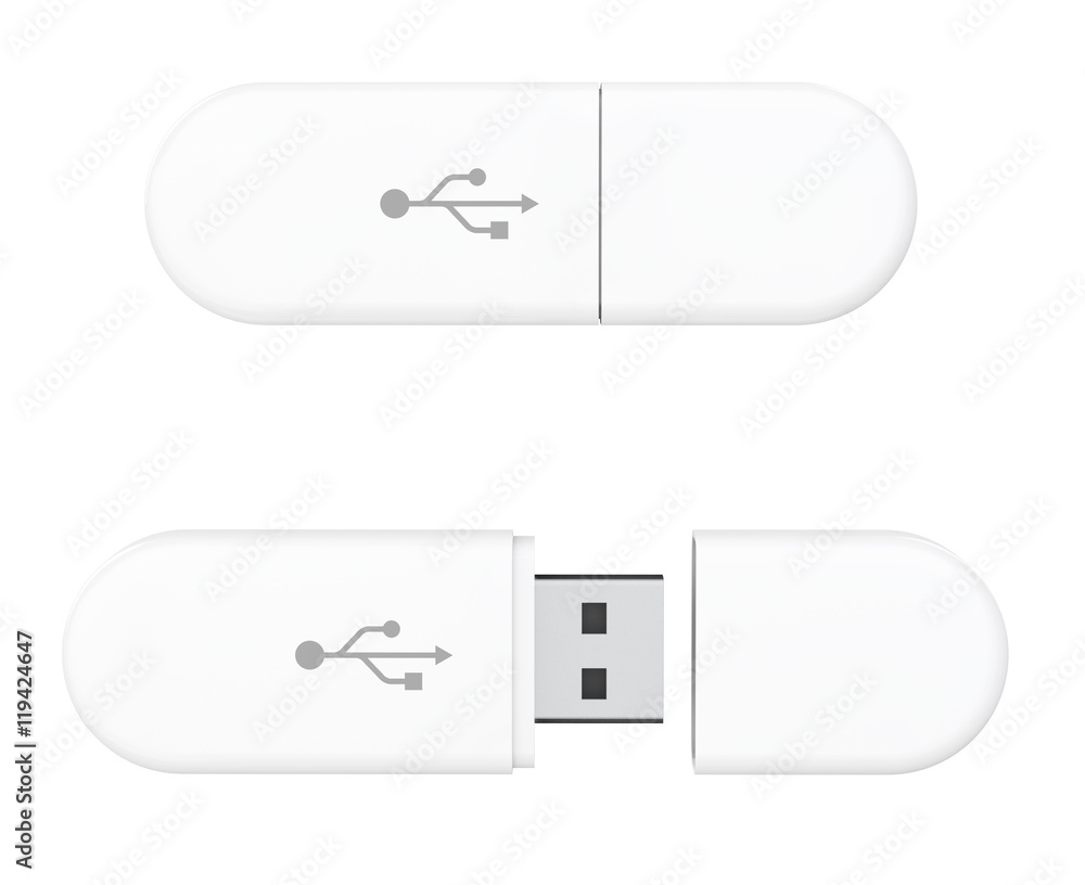 Poster usb flash memory drives. 3d rendering