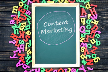 Content Marketing text on school board