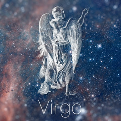 Astrological zodiac sign - Virgo. Vintage astrological drawing. Galaxy sky on the background. Can be used for horoscopes. Elements of this image furnished by NASA.