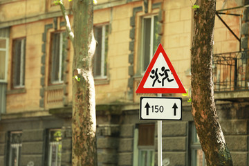 Road sign on street