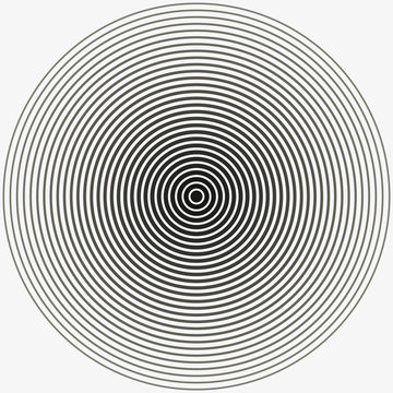 Concentric circle. Illustration for sound wave. Black and white color ring. vector illustration