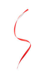 Silk red ribbon isolated on white