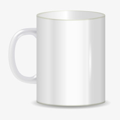 photorealistic white cup vector illustration on white background.