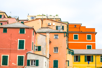 Colured houses in Genova Boccadasse Italy, Europe