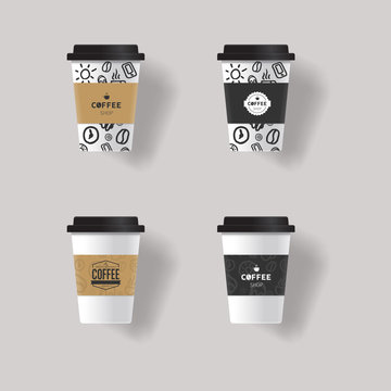 vector coffee cup design template mock up  with  patterns texture  background design

