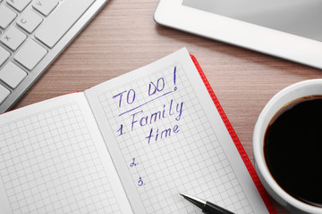 To do list. Family time concept