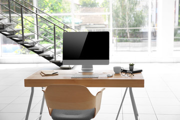 Working place on window background