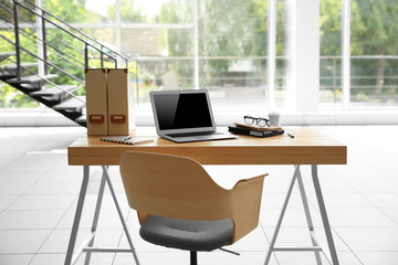 Working place on window background