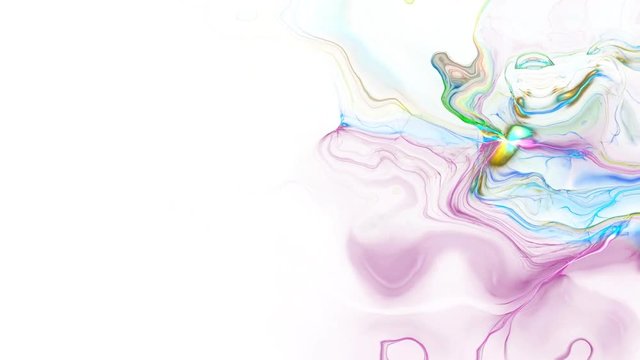 Seamless loop background of colored shapes morphing and melting together with copy space