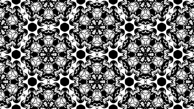 Monochromatic kaleidoscopic background. Seamless loop