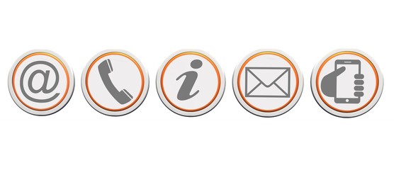 Contact Us – Set of light gray buttons with reflection isolated on white