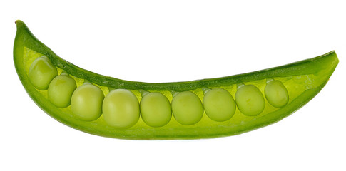 sugar snap peas on white isolated