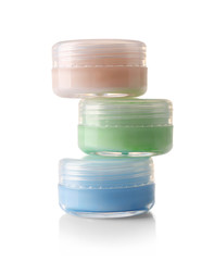 Creme jars, isolated on white