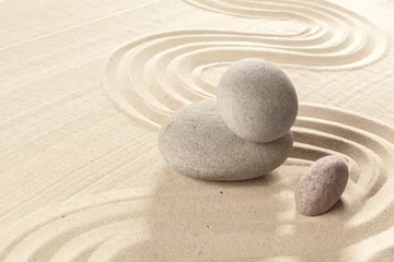 Aluminium Prints Stones in the sand japanese garden zen stone