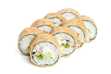 japanese sushi rolls on a white background