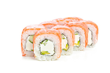 japanese sushi rolls on a white background