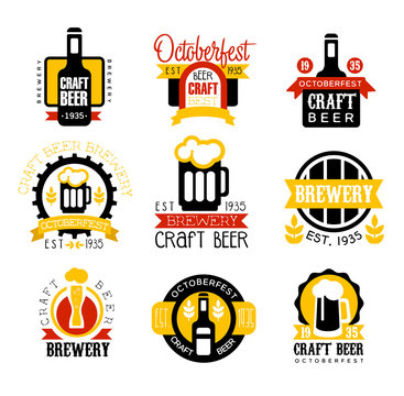 Craft Beer Set Of Logo Design Templates