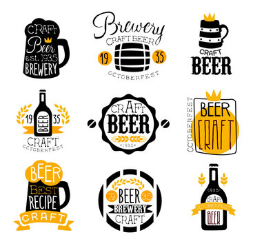 Craft Brewery Set Of Logo Design Templates
