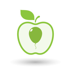 Isolated  line art  apple icon with a balloon