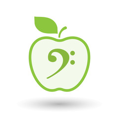 Isolated  line art  apple icon with an F clef
