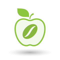 Isolated  line art  apple icon with a coffee bean