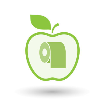 recommend clip art: Isolated  line art  apple icon with a toilet paper roll