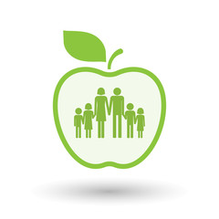 Isolated  line art  apple icon with a large family  pictogram