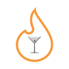 Isolated  line art  flame icon with a cocktail glass