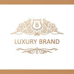 Obraz premium Calligraphic Luxury logo. Emblem elegant decor elements. Vintage