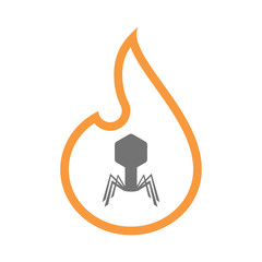 Isolated  line art  flame icon with a virus