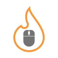 Isolated  line art  flame icon with a wireless mouse