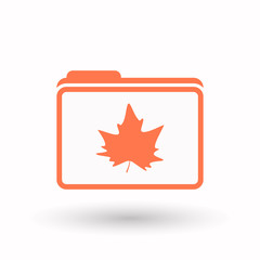 Isolated  line art folder icon with an autumn leaf tree