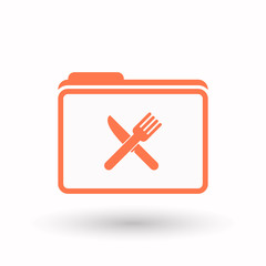 Obraz premium Isolated line art folder icon with a knife and a fork