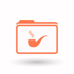 Isolated  line art folder icon with a smoking pipe