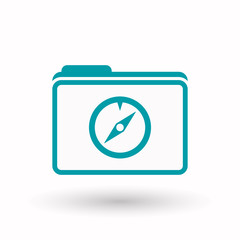 Isolated  line art folder icon with a compass