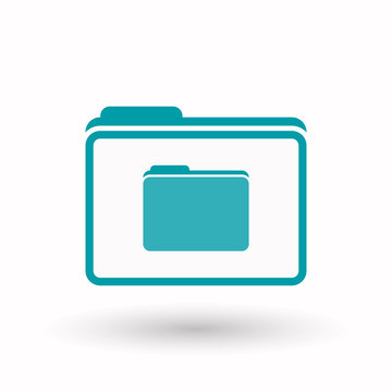 Isolated  Line Art Folder Icon With A Folder