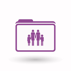 Isolated  line art folder icon with a lesbian parents family pic