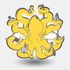 Vector illustration of octopus vaper 5