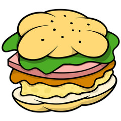 Hamburger - Colored Cartoon illustration, Vector