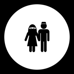 man and woman muslims or islamic religion simple isolated icon eps10