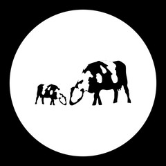 two cows symbol on pasture simple isolated icon eps10