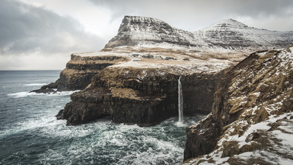 Faroe Islands Coast Waterfall